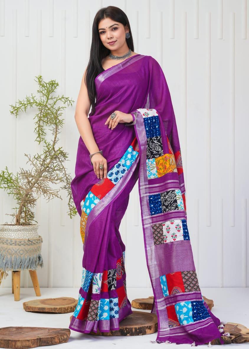 Summer Wear Flowy Linen Silk Cotton Saree