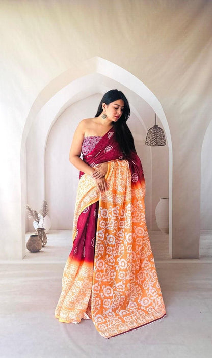 Summer Wear Flowy Linen Silk Cotton Saree