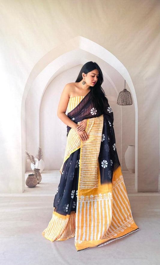 Summer Wear Flowy Linen Silk Cotton Saree