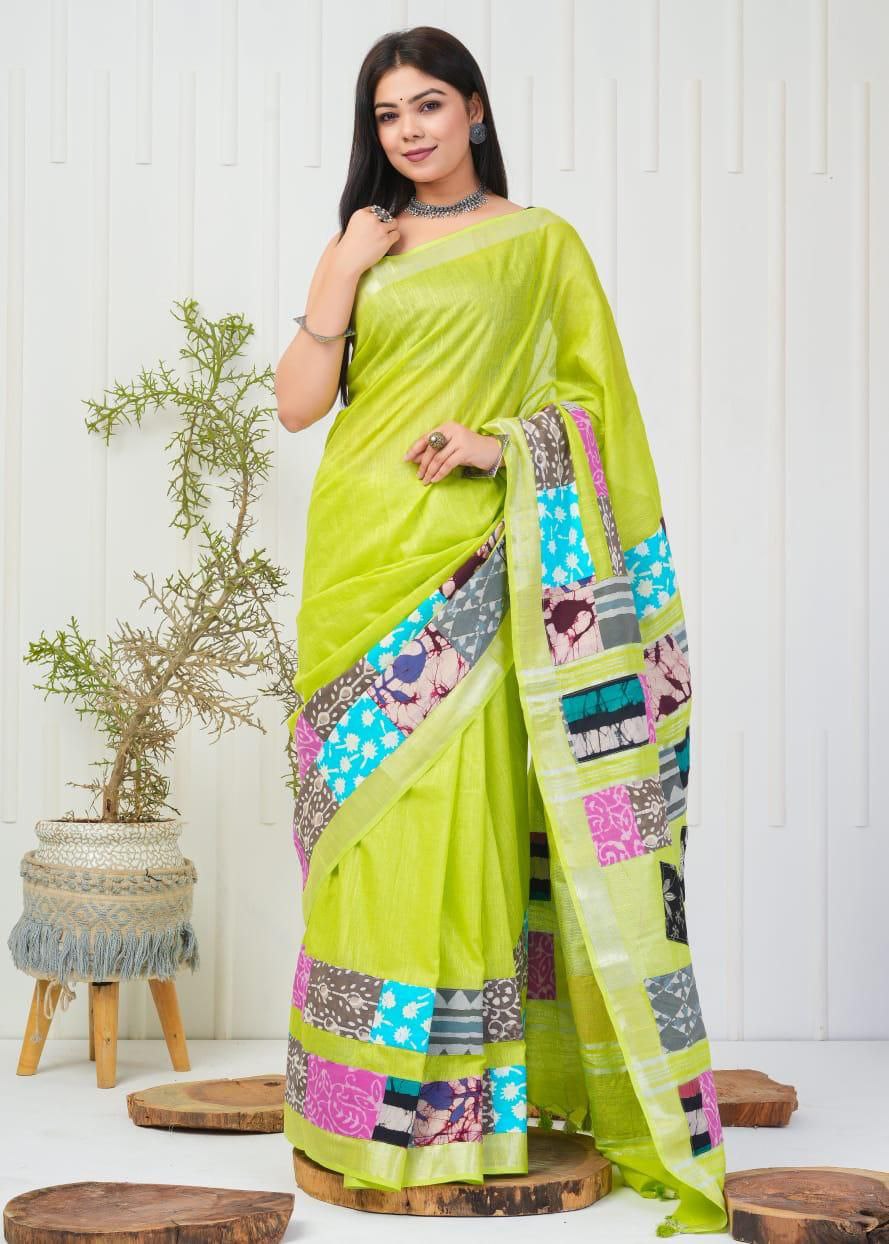 Summer Wear Flowy Linen Silk Cotton Saree