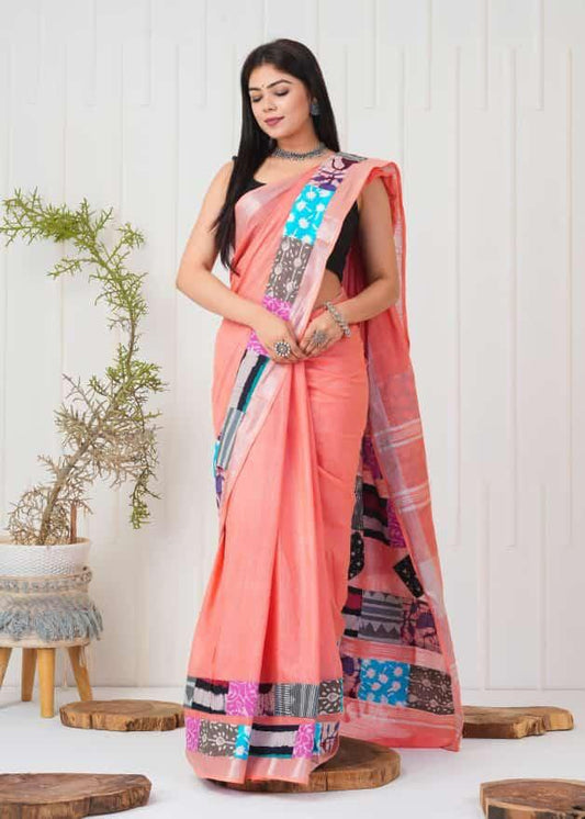 Summer Wear Flowy Linen Silk Cotton Saree