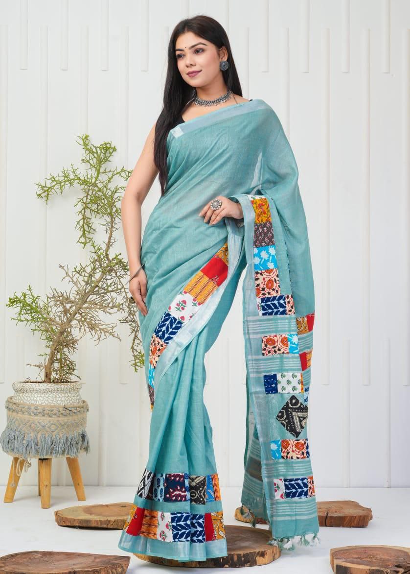 Summer Wear Flowy Linen Silk Cotton Saree