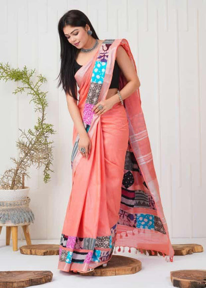 Summer Wear Flowy Linen Silk Cotton Saree