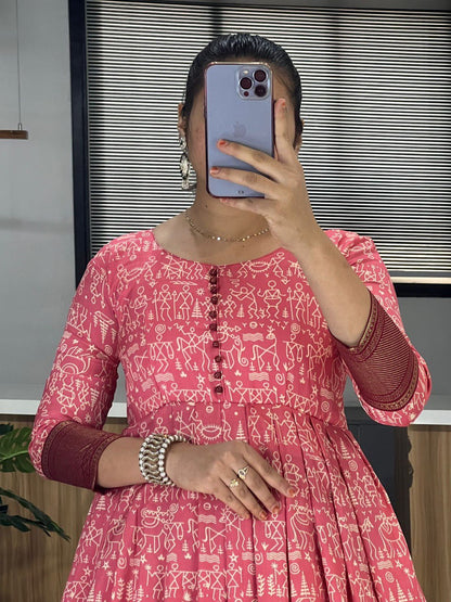 Traditional Cotton Silk Gown Dress