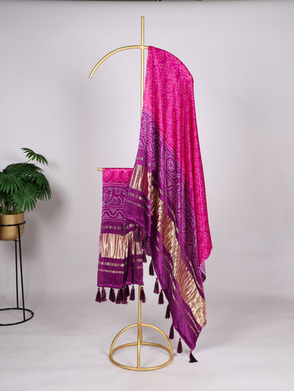 Traditional Gaji Silk Bandhej Silk Dupatta