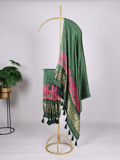 Traditional Gaji Silk Bandhej Silk Dupatta