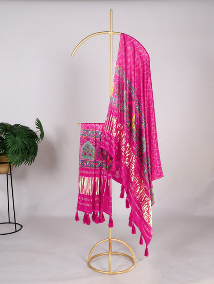 Traditional Gaji Silk Bandhej Silk Dupatta