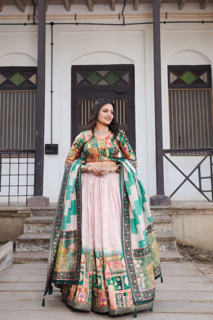 Traditional Jacquard Viscose Lehenga