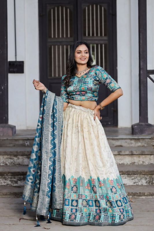 Traditional Jacquard Viscose Wedding Wear Lehenga