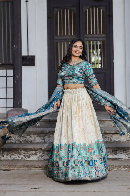 Traditional Jacquard Viscose Wedding Wear Lehenga