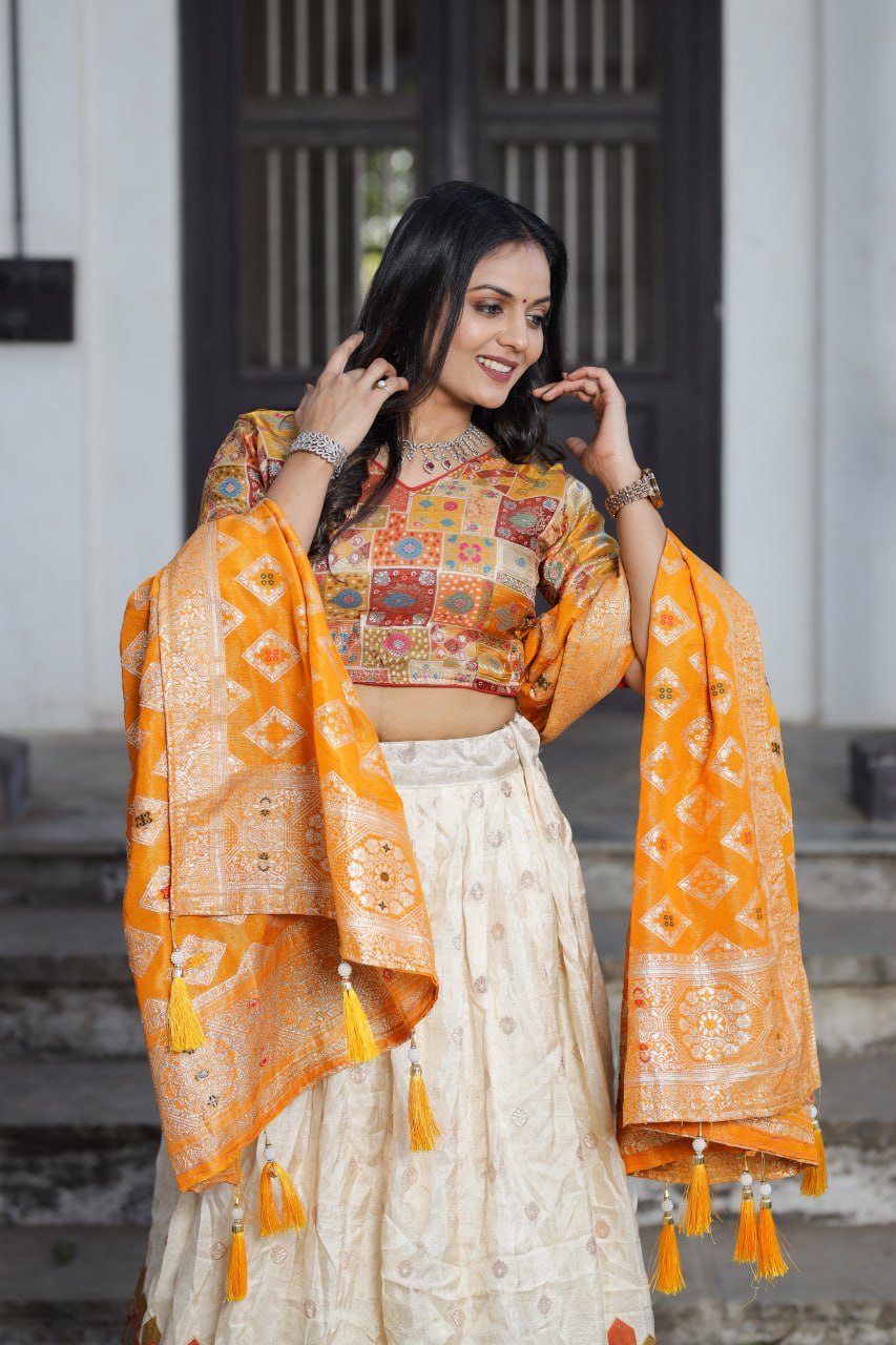 Traditional Jacquard Viscose Wedding Wear Lehenga