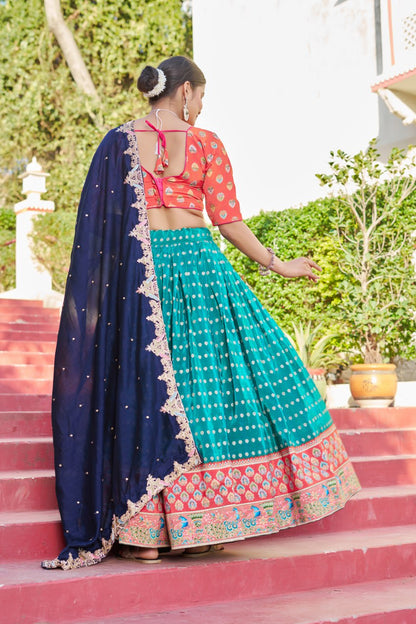 Traditional Jacquard Viscose Wedding Wear Lehenga