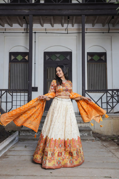 Traditional Jacquard Viscose Wedding Wear Lehenga