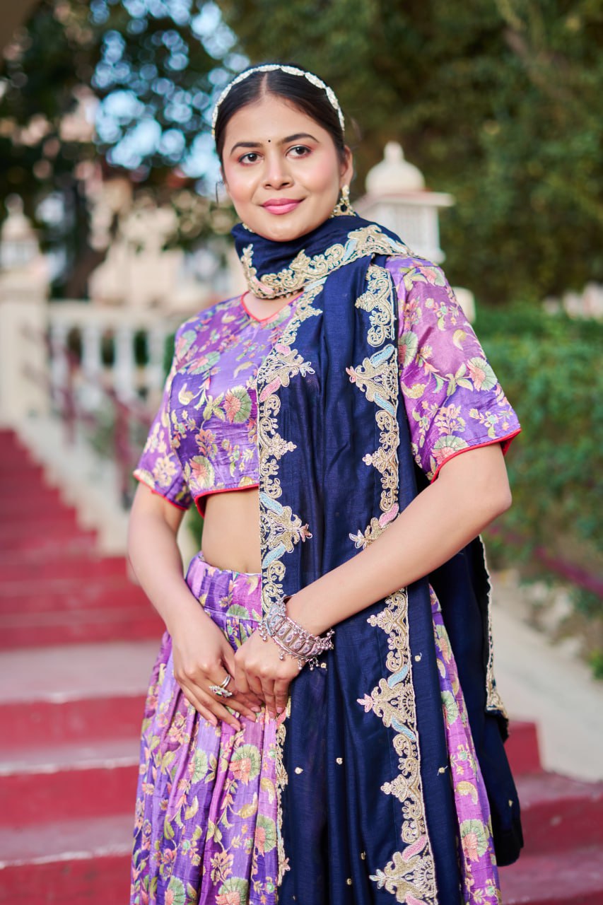 Traditional Jacquard Viscose Wedding Wear Lehenga