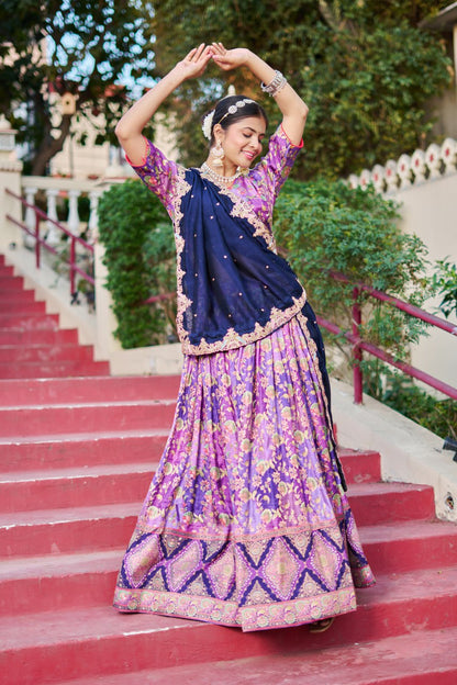 Traditional Jacquard Viscose Wedding Wear Lehenga