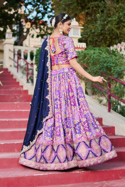 Traditional Jacquard Viscose Wedding Wear Lehenga