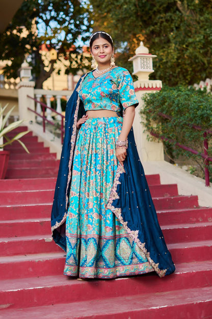 Traditional Jacquard Viscose Wedding Wear Lehenga