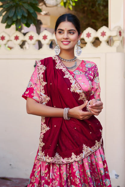 Traditional Jacquard Viscose Wedding Wear Lehenga