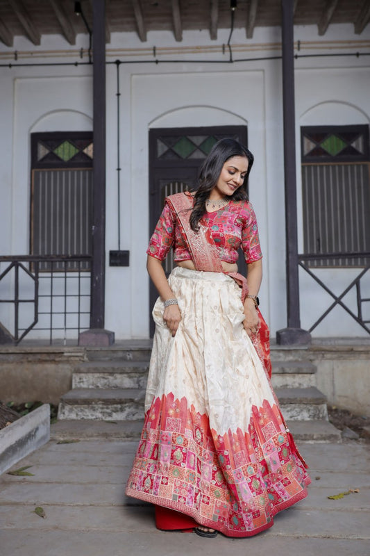 Traditional Jacquard Viscose Wedding Wear Lehenga