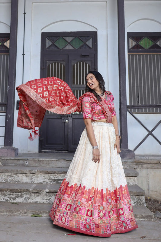 Traditional Jacquard Viscose Wedding Wear Lehenga