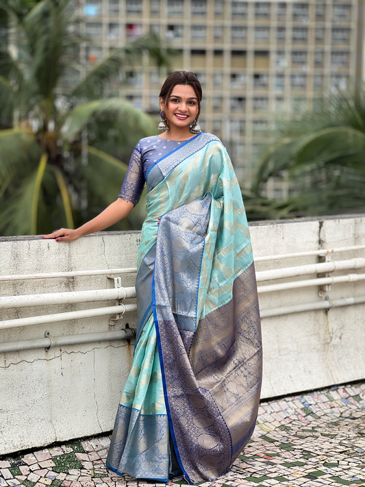 Sky Traditional Kanjivaram Tissue Pattu Saree