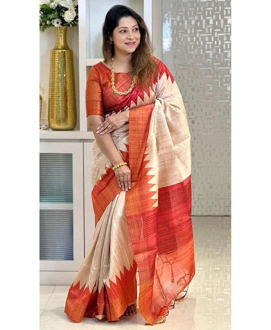 Traditional Light Weight Dola Tussar Silk Saree