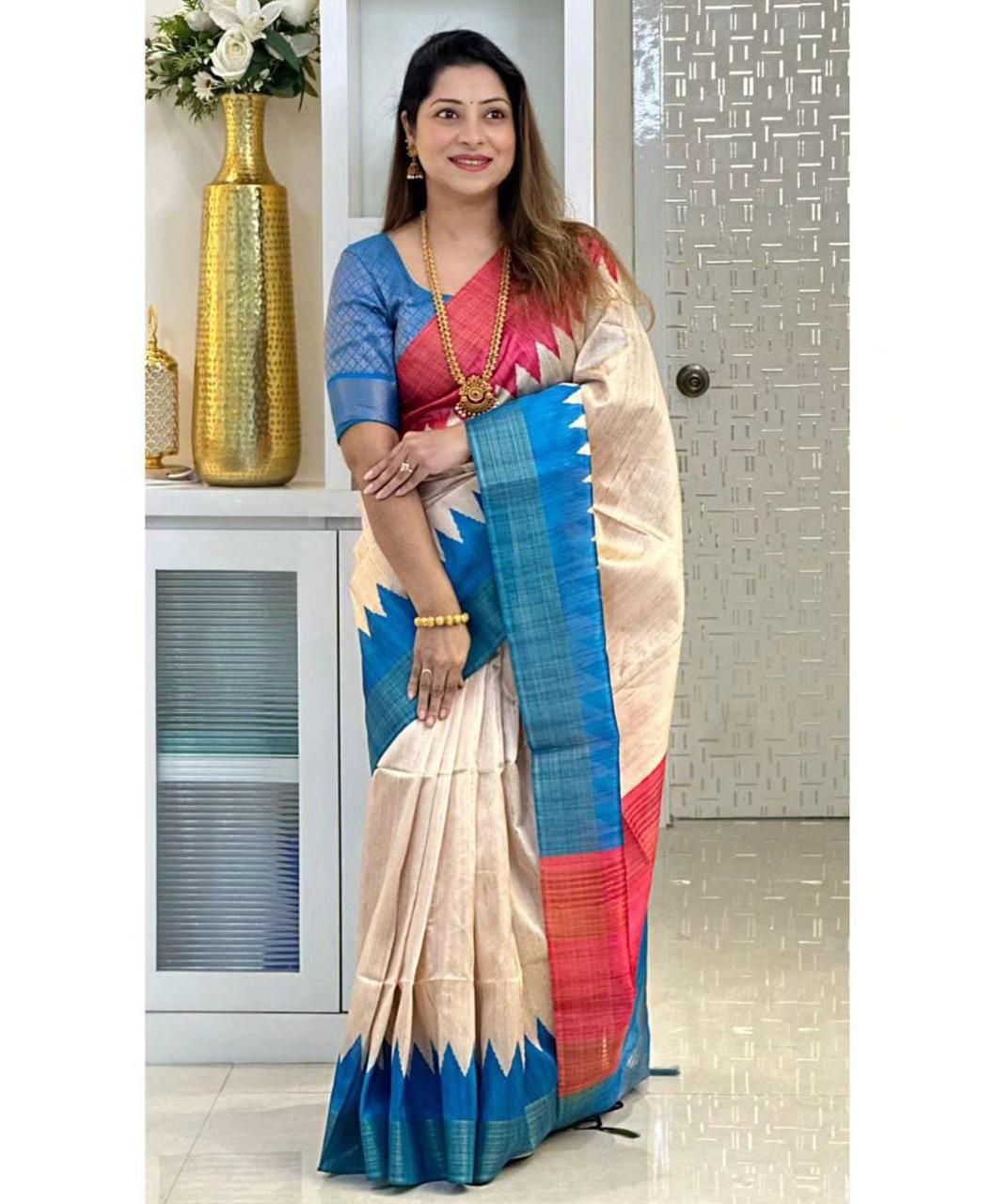 Traditional Light Weight Dola Tussar Silk Saree