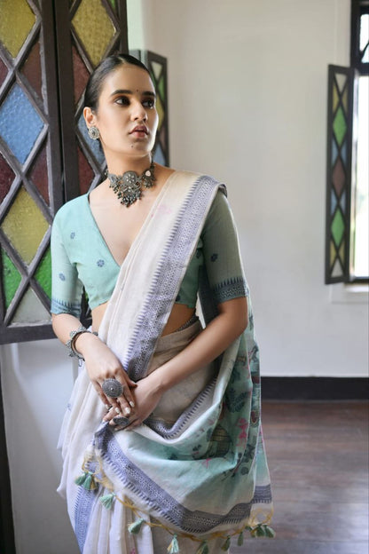 Traditional Muga Cotton Warli Saree