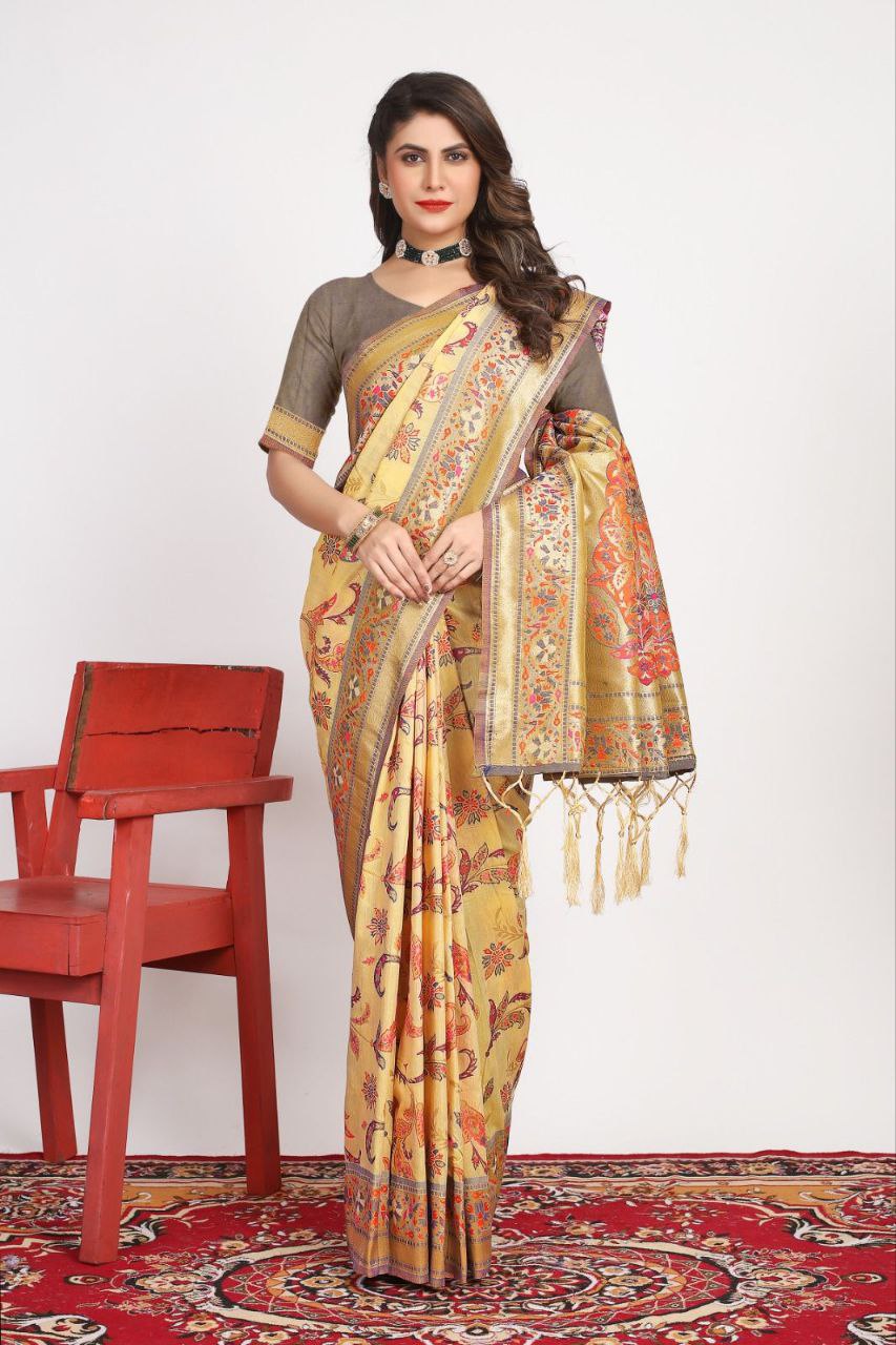 Traditional Pashmina Silk Saree