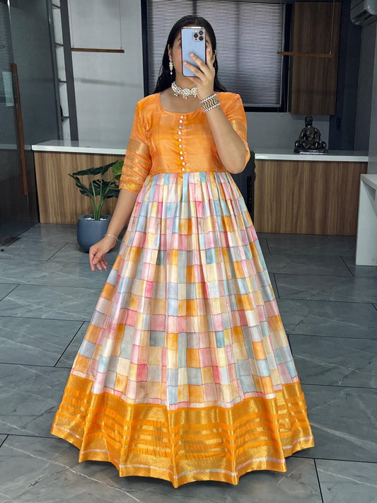 Traditional Soft Silk Gown Dress