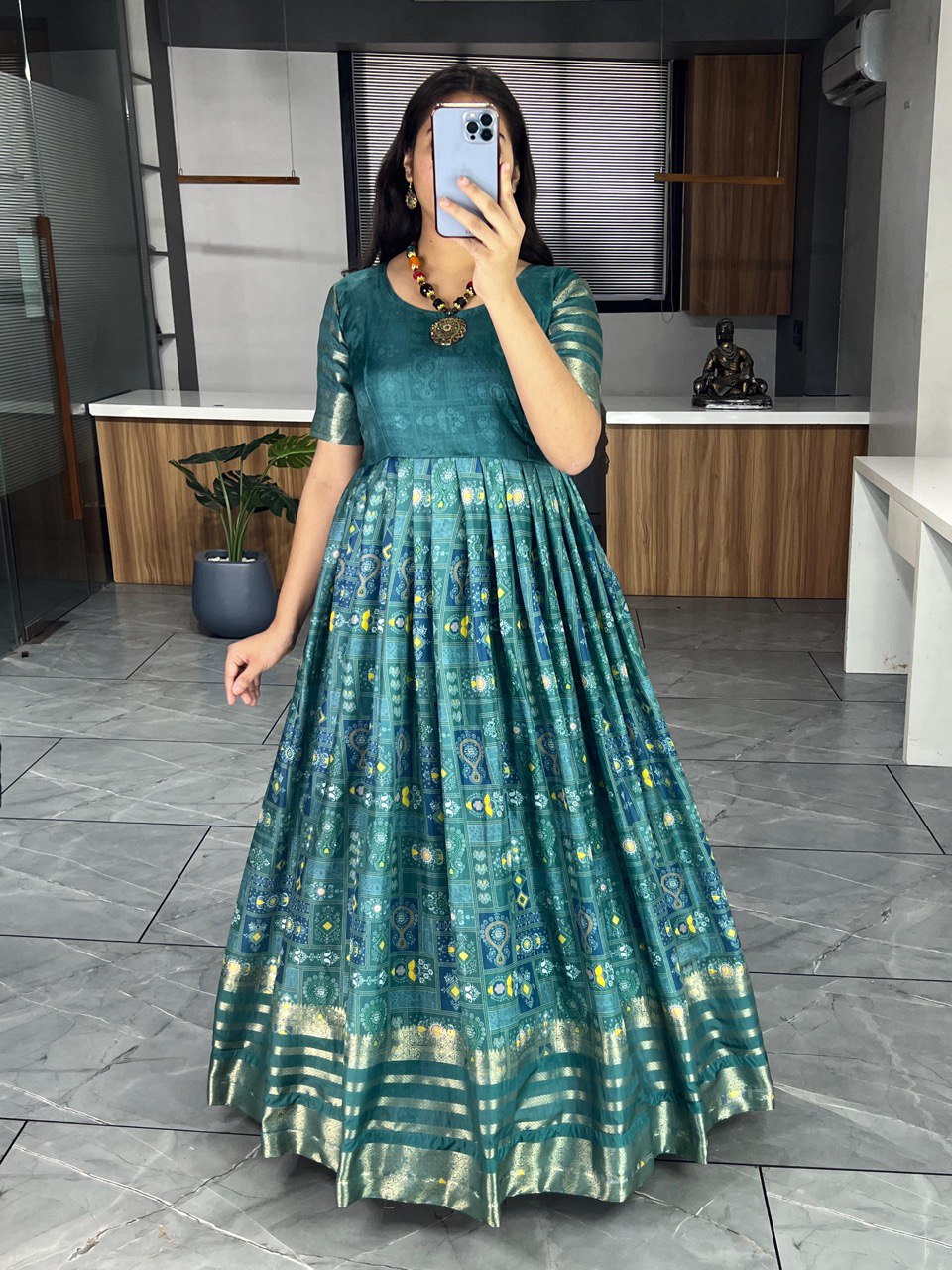 Traditional Soft Silk Gown Dress