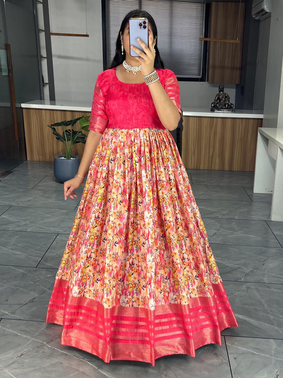 Traditional Soft Silk Gown Dress