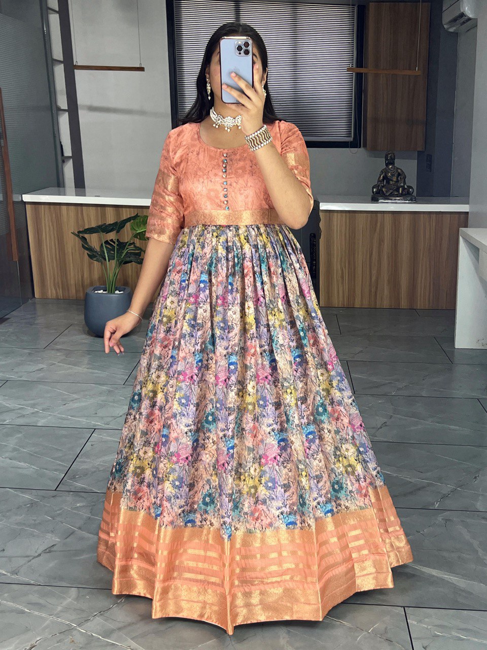 Traditional Soft Silk Gown Dress