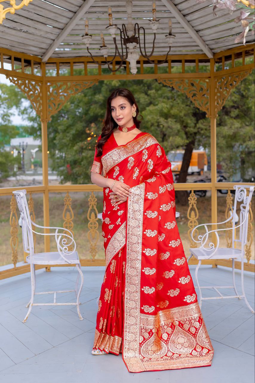 Traditional Wedding Banarasi Satin Silk Saree