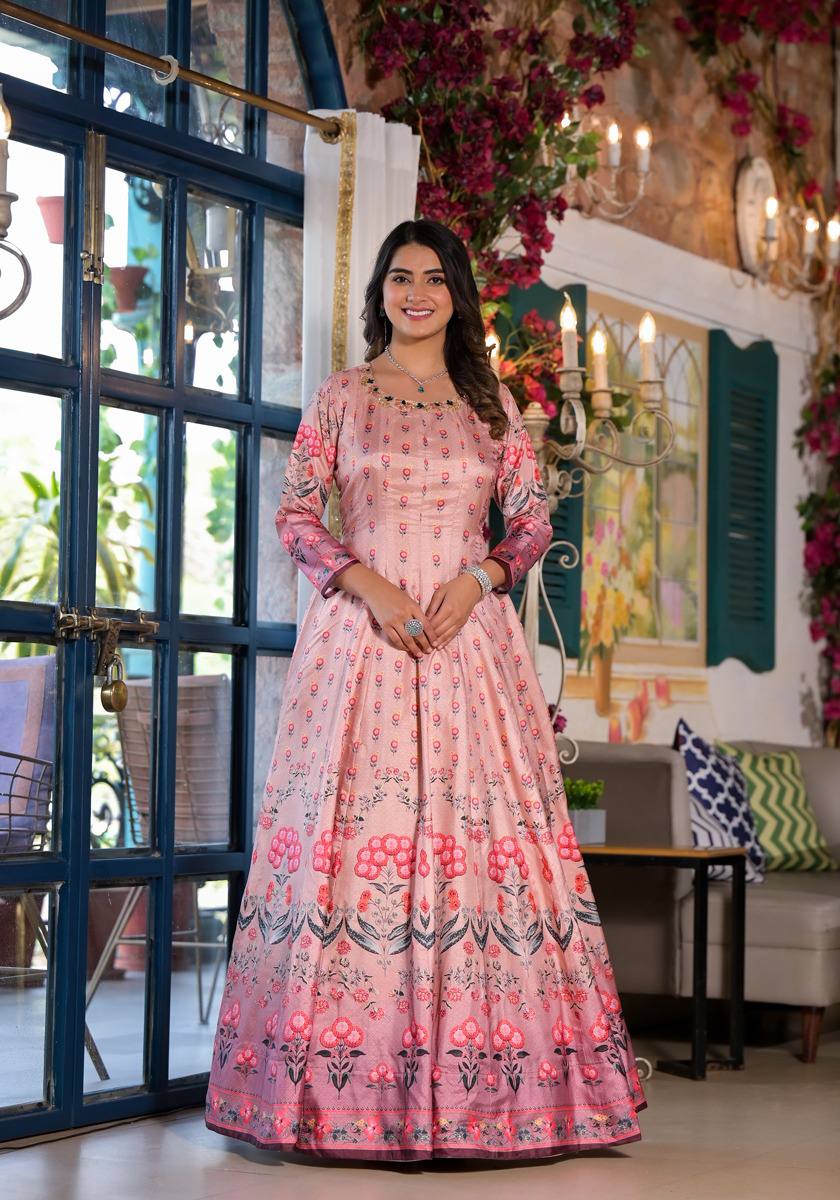 Traditional Wedding Wear Dola Silk Gown