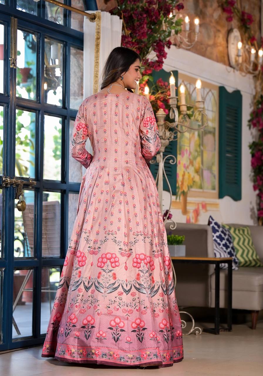 Traditional Wedding Wear Dola Silk Gown