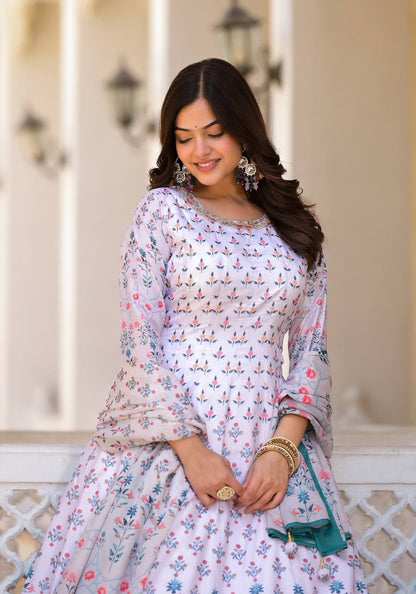 Traditional Wedding Wear Dola Silk Gown