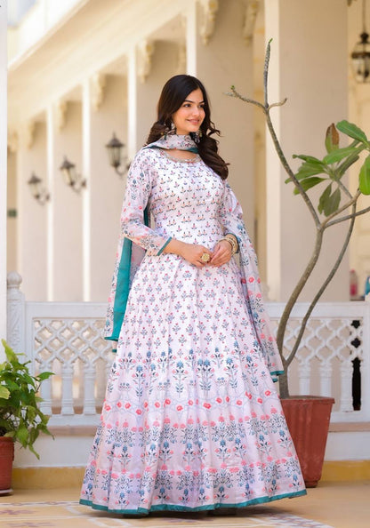 Traditional Wedding Wear Dola Silk Gown