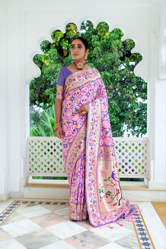 Purple & Lavender Traditional Paithani Silk Saree