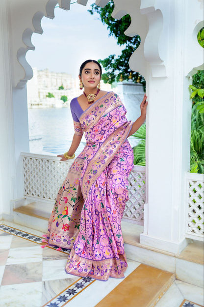 Purple & Lavender Traditional Paithani Silk Saree