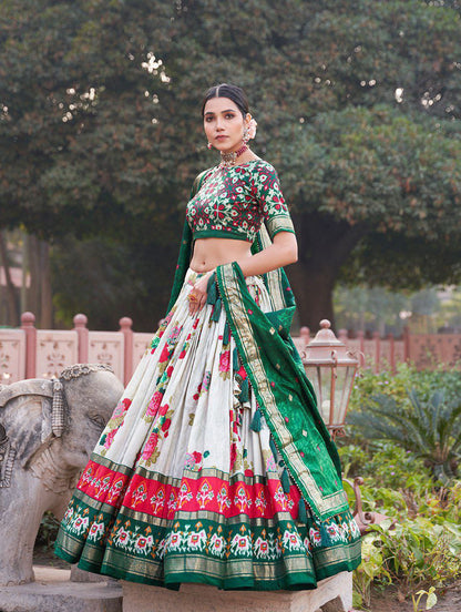 Green Traditional Wedding Wear Silk Lehenga