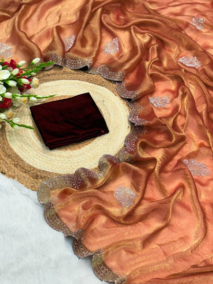 Two Tone Golden Diamond Suneri Saree