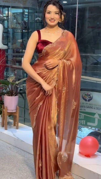 Two Tone Golden Diamond Suneri Saree
