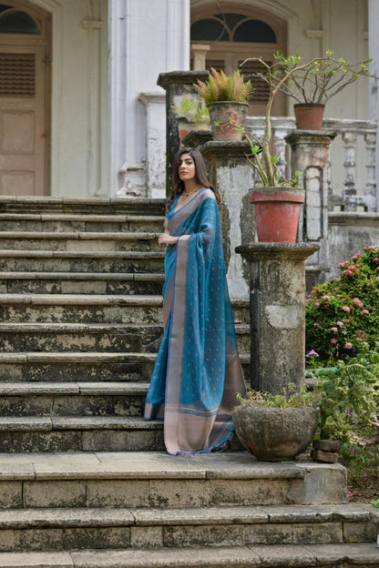 Venice Blue Traditional Kalyani Silk Saree