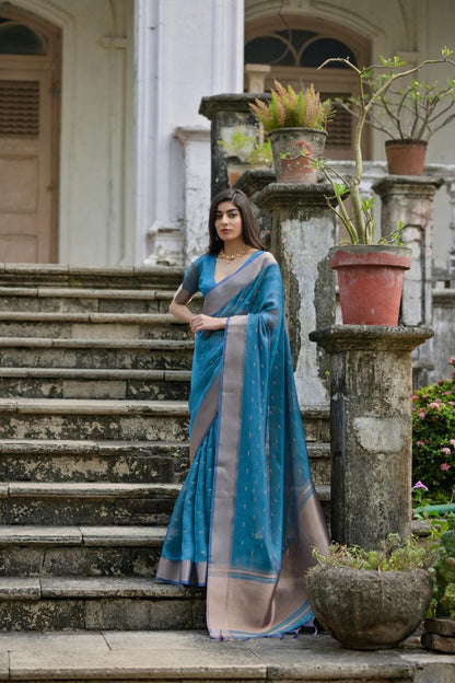 Venice Blue Traditional Kalyani Silk Saree