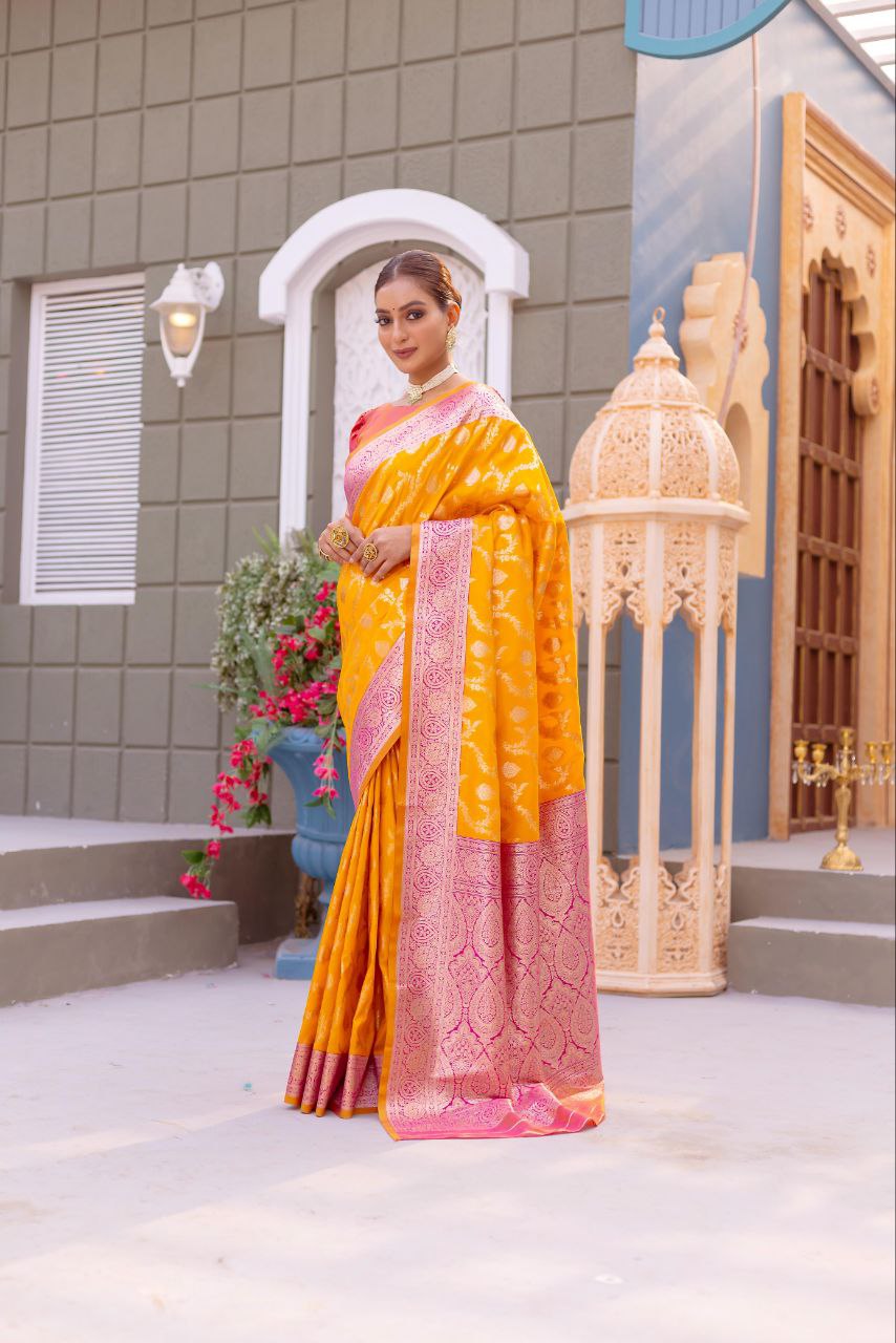 Wedding Wear Banarasi Semi Satin Saree