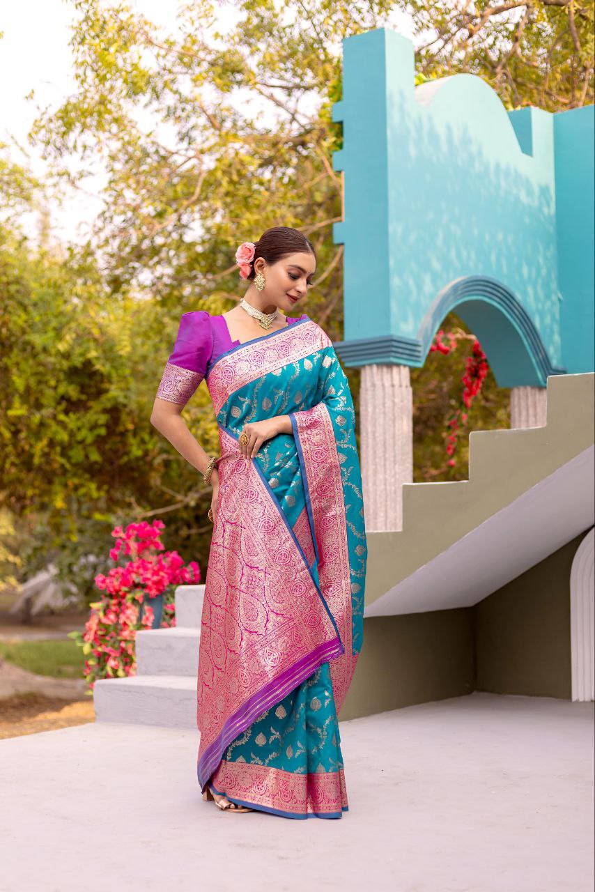 Wedding Wear Banarasi Semi Satin Saree