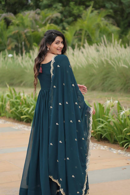 Wedding Wear Designer Long Gown Dress With Dupatta