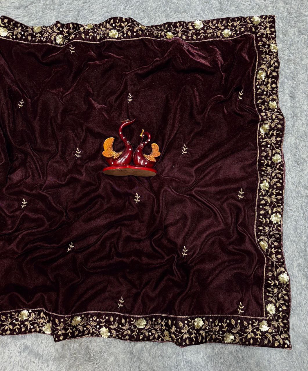 Wedding Wear Designer Viscose Velvet Saree