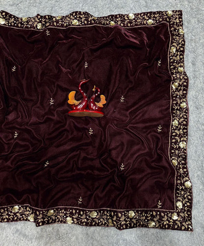Wedding Wear Designer Viscose Velvet Saree